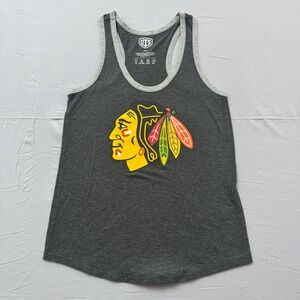 OTS Chicago Blackhawks Tank Top Womens Medium Gray Racerback NHL Hockey Logo